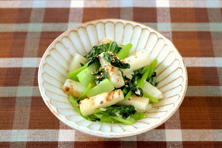 小松菜と長芋の塩糀炒め