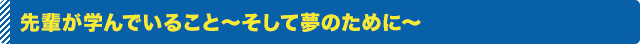 先輩が学んでいること～そして夢のために～